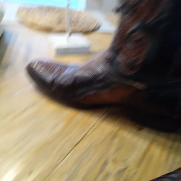 Tony Lama Brown Ostrich Leather Cowboy Boots Size 8.5 EE Made In Mexico
