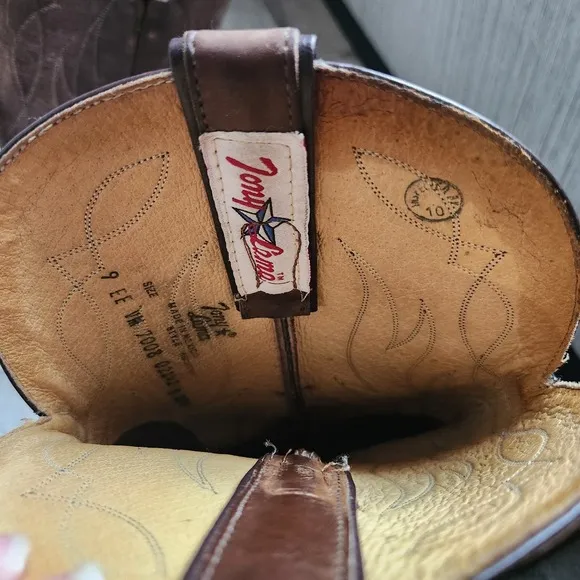 Tony Lama Crazy Horse Men's 9 EE Wide Cowboy Boots VM7008 Western Work Brown.