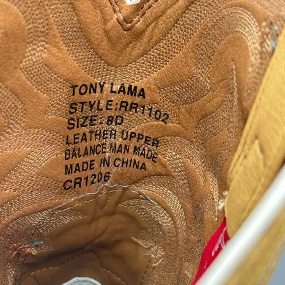 Tony Lama Mens Leather Work Boot Size 8D