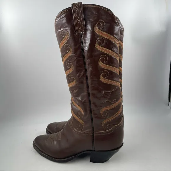 Tony Lama Vintage 70’s - SZ 11 - Women’s Brown Leather Tall Western Cowboy Boots