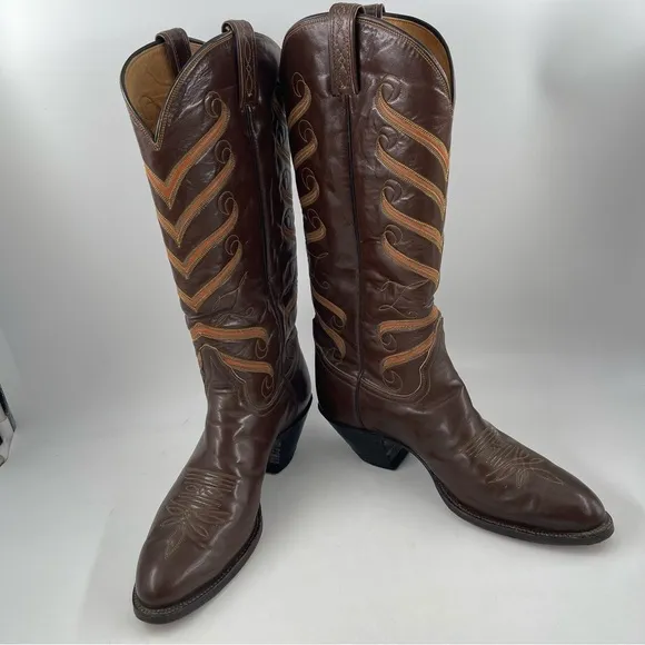 Tony Lama Vintage 70’s - SZ 11 - Women’s Brown Leather Tall Western Cowboy Boots