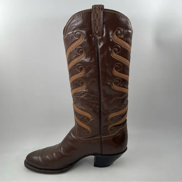 Tony Lama Vintage 70’s - SZ 11 - Women’s Brown Leather Tall Western Cowboy Boots