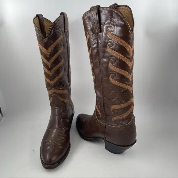 Tony Lama Vintage 70’s - SZ 11 - Women’s Brown Leather Tall Western Cowboy Boots