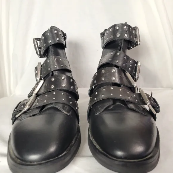 Topshop Women's Ashley 2 Black Leather Ankle Boots Size 8.5