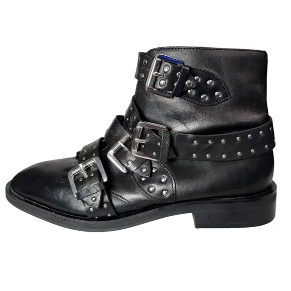 Topshop Women's Ashley 2 Black Leather Ankle Boots Size 8.5