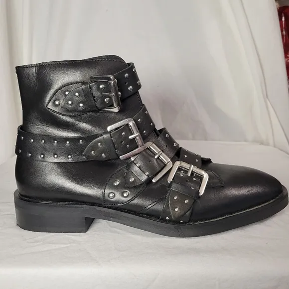 Topshop Women's Ashley 2 Black Leather Ankle Boots Size 8.5