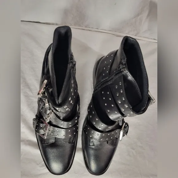 Topshop Women's Ashley 2 Black Leather Ankle Boots Size 8.5