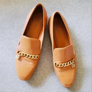 Tory Burch 🌟 Ambra Tan Mini Benton Charm Loafers Shoes 👞 Size 10.5