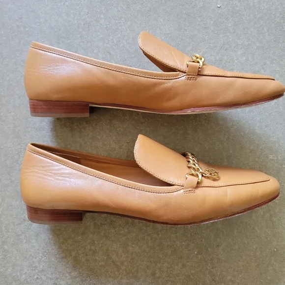Tory Burch 🌟 Ambra Tan Mini Benton Charm Loafers Shoes 👞 Size 10.5