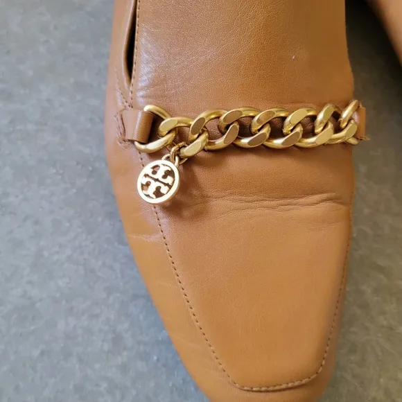Tory Burch 🌟 Ambra Tan Mini Benton Charm Loafers Shoes 👞 Size 10.5