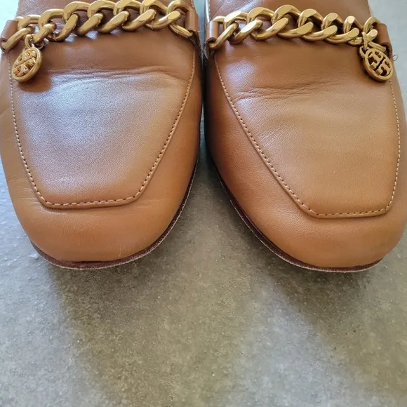 Tory Burch 🌟 Ambra Tan Mini Benton Charm Loafers Shoes 👞 Size 10.5
