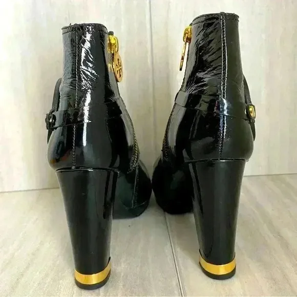 Tory Burch Black Patent Leather Ankle Boots Size 6.5M