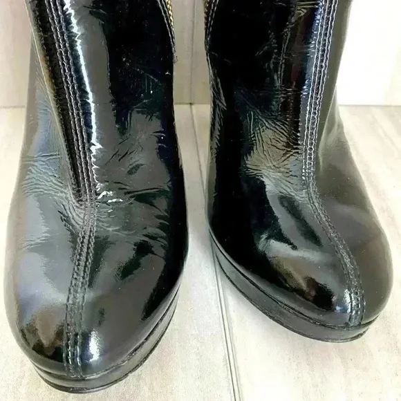 Tory Burch Black Patent Leather Ankle Boots Size 6.5M