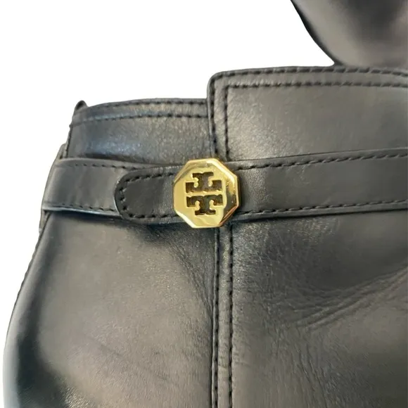 Tory Burch BlackBristol Equestrian CalfLeather Ankle Zip Bootie size 10M