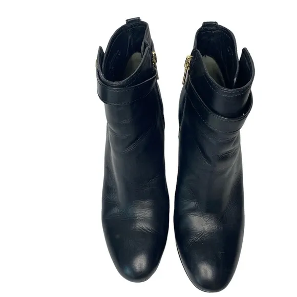 Tory Burch BlackBristol Equestrian CalfLeather Ankle Zip Bootie size 10M