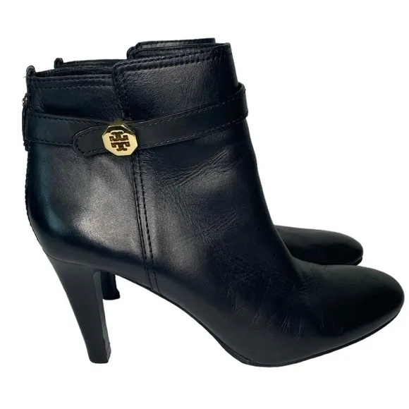Tory Burch BlackBristol Equestrian CalfLeather Ankle Zip Bootie size 10M