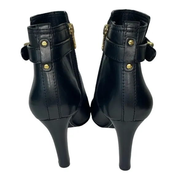 Tory Burch BlackBristol Equestrian CalfLeather Ankle Zip Bootie size 10M