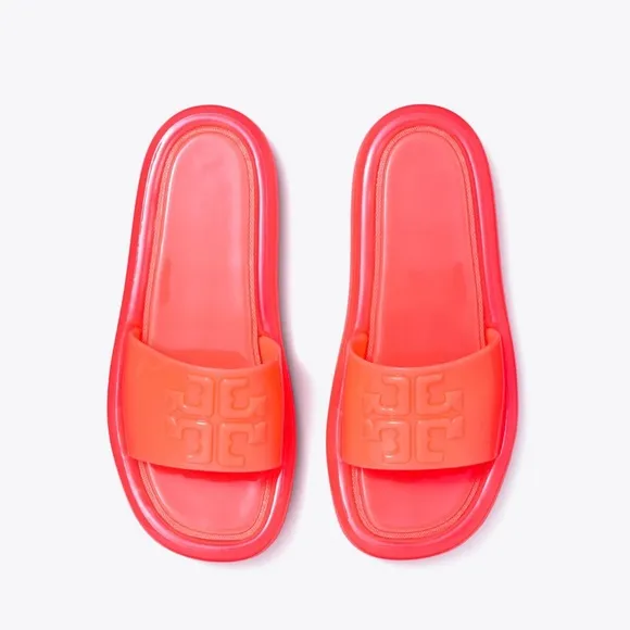 Tory Burch Fluorescent Pink Bubble Jelly Sandals, same or next day shipping