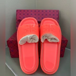 Tory Burch Fluorescent Pink Bubble Jelly Sandals, same or next day shipping