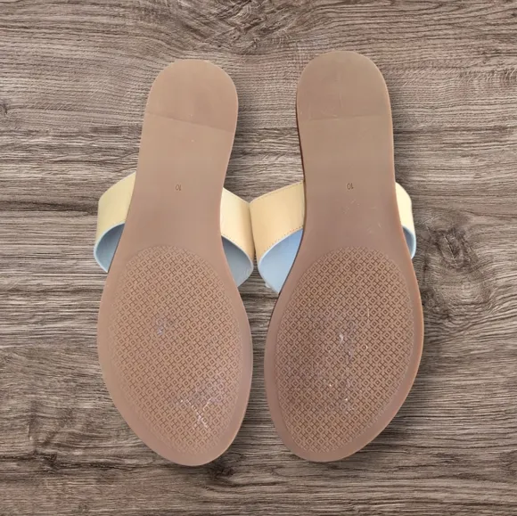 Tory Burch Jamie Dulce De Leche Full T Logo Thong Full Leather Sandals