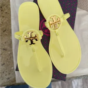Tory Burch jelly sandal yellow with gold hardware