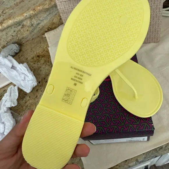 Tory Burch jelly sandal yellow with gold hardware
