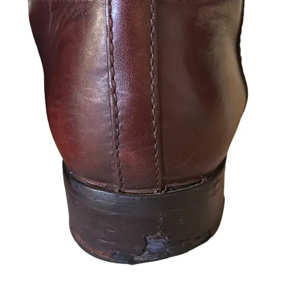 Tory Burch Kiernan Brown Leather 35mm Gold Logo Tall Knee High Riding Boots - 7