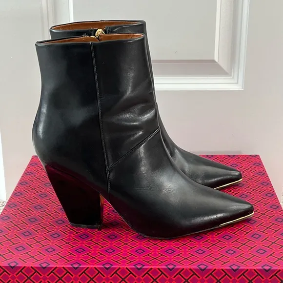 Tory Burch LILA 90MM Zip Up Ankle BootieCalf Leather