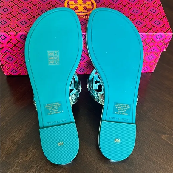 Tory Burch Miller Mirrored Metalic Sandals NEW/RARE