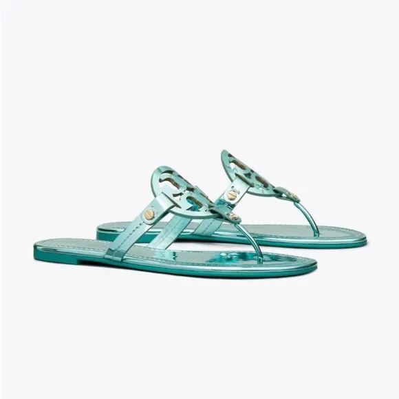 Tory Burch Miller Mirrored Metalic Sandals NEW/RARE