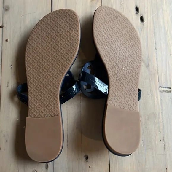 Tory Burch Miller Patent Sandals Rainbow Navy 7