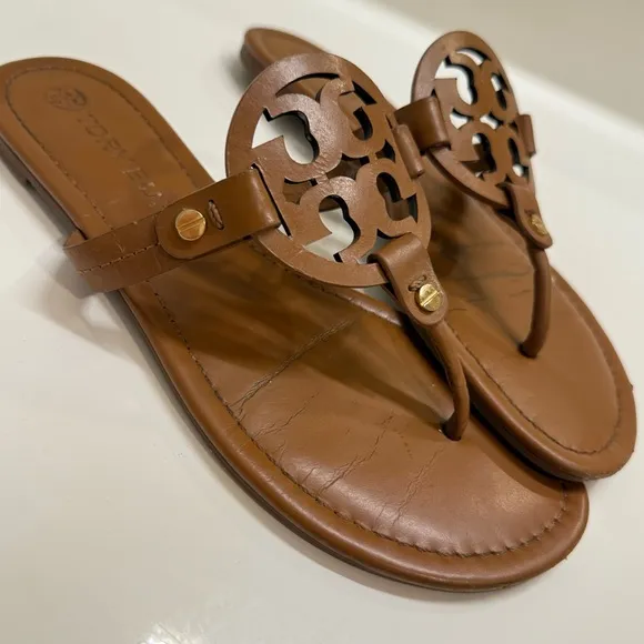 Tory Burch Miller Sandals, Brown, Size 8.5M