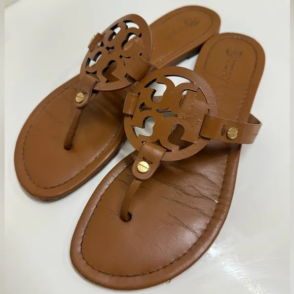 Tory Burch Miller Sandals, Brown, Size 8.5M