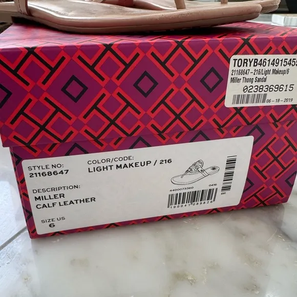 Tory Burch Miller Sandals Light Makeup Size 6