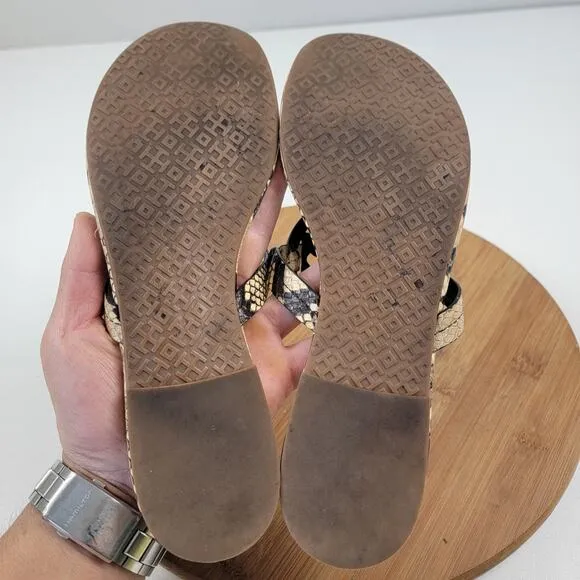 Tory Burch Miller Snake Embossed Gold Logo Sandals Women's Shoe US 10.5 EU 42.5