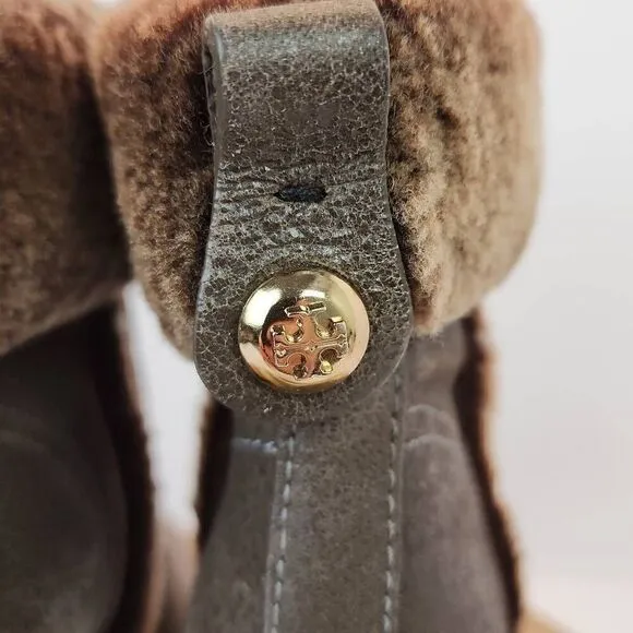 Tory Burch Sebastian Ankle Boots Size 7 M Distressed Brown Leather Real Shearlin