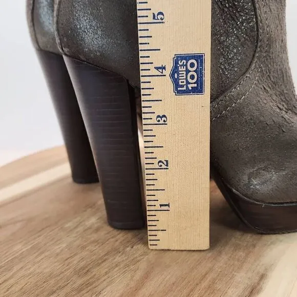 Tory Burch Sebastian Ankle Boots Size 7 M Distressed Brown Leather Real Shearlin