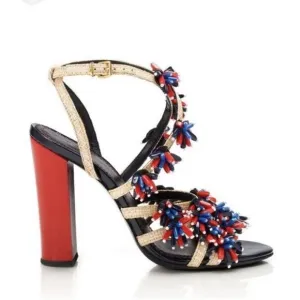TORY BURCH Women's Multi Color Ambrosia Beaded Raffia Runway Sandals sz. 6.5 M