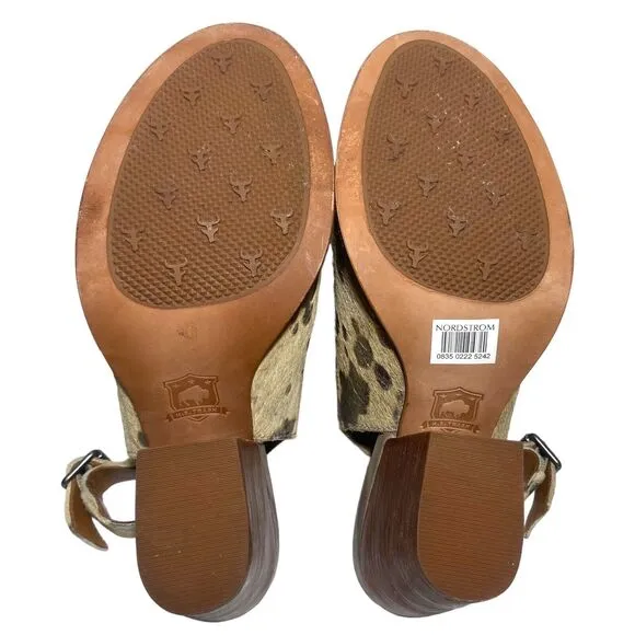 Trask Parker Women's Beige Slingback Open Toe Sandals Heels Size 8 M Calf Hair