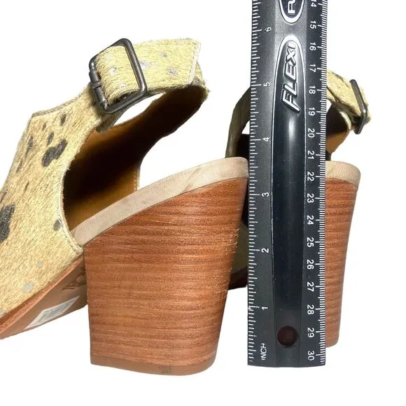 Trask Parker Women's Beige Slingback Open Toe Sandals Heels Size 8 M Calf Hair