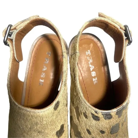 Trask Parker Women's Beige Slingback Open Toe Sandals Heels Size 8 M Calf Hair