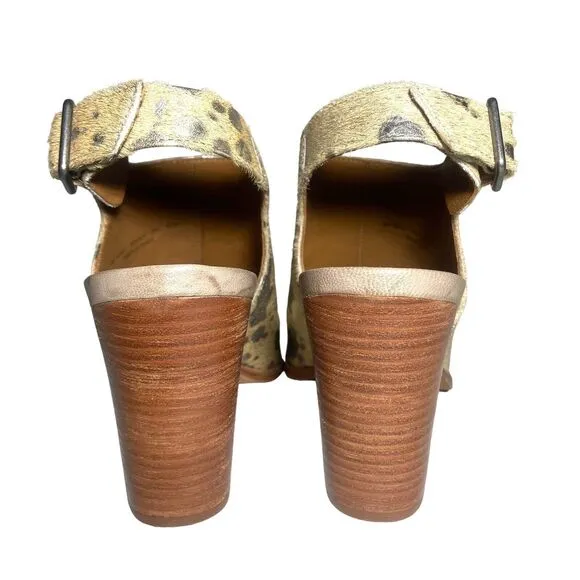 Trask Parker Women's Beige Slingback Open Toe Sandals Heels Size 8 M Calf Hair