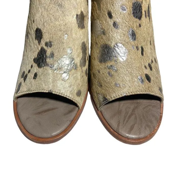 Trask Parker Women's Beige Slingback Open Toe Sandals Heels Size 8 M Calf Hair