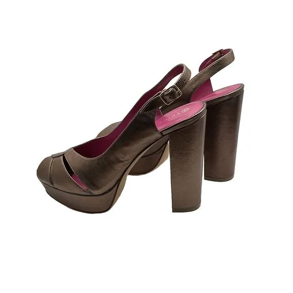 Trina Turk Women’s Bronze Joni Platform Shoes High Heel Size 8.5 NEW WITH BOX
