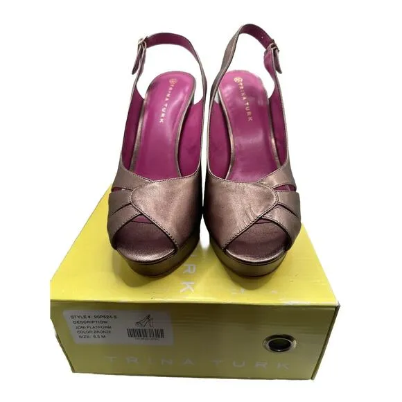 Trina Turk Women’s Bronze Joni Platform Shoes High Heel Size 8.5 NEW WITH BOX
