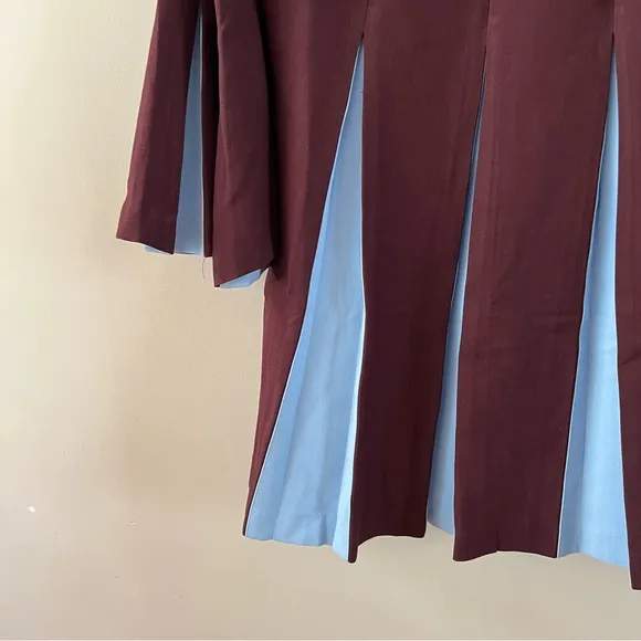 Tuckernuck Long sleeve griffiths a line dress Ladies small Merlot and sky blue