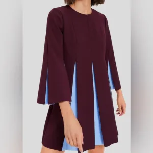 Tuckernuck Long sleeve griffiths a line dress Ladies small Merlot and sky blue