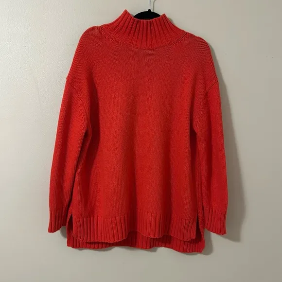 Tuckernuck Red Removable White CollarDickey Sweater Sz Medium Oversized Preppy