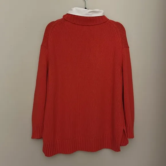 Tuckernuck Red Removable White CollarDickey Sweater Sz Medium Oversized Preppy