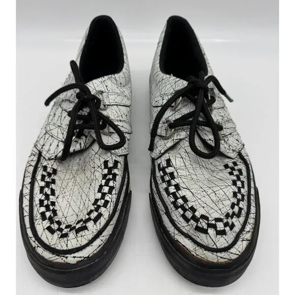 T.U.K. Unisex Creeper Casual Shoes Round Toe Size M11 L13 White Black Checkered
